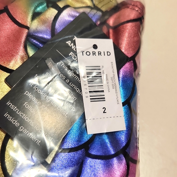 ❤️NWT VINTAGE TORRID SWIM TOP - MERMAID PRINT - WIRELESS SWIM FLOUNCE BIKINI - Picture 5 of 16